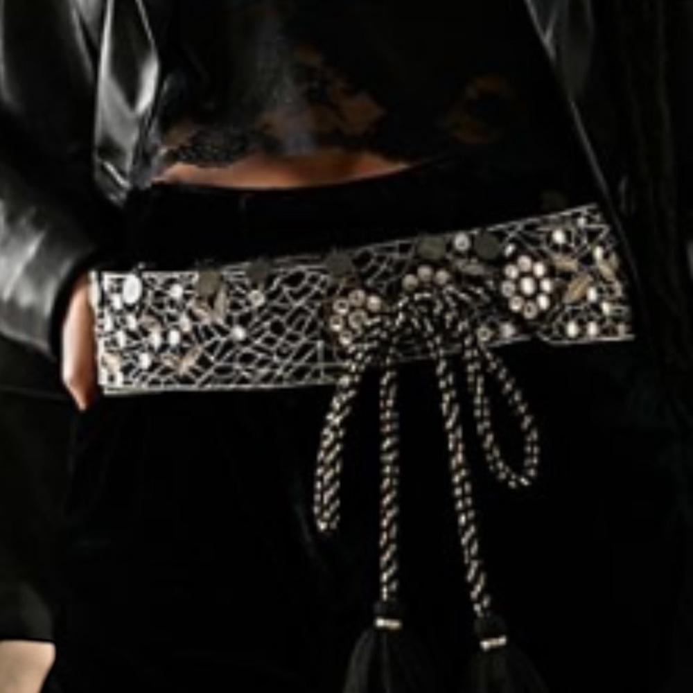 FREE PEOPLE SATINE EMBELLISHED WRAP BELT Final Drop